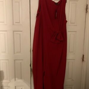 Donna Karan Asymmetrical Red Jumpsuit